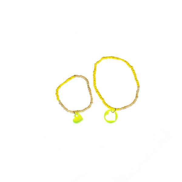 Bracelet Set Two Hearts Connected / Yellow Mellow